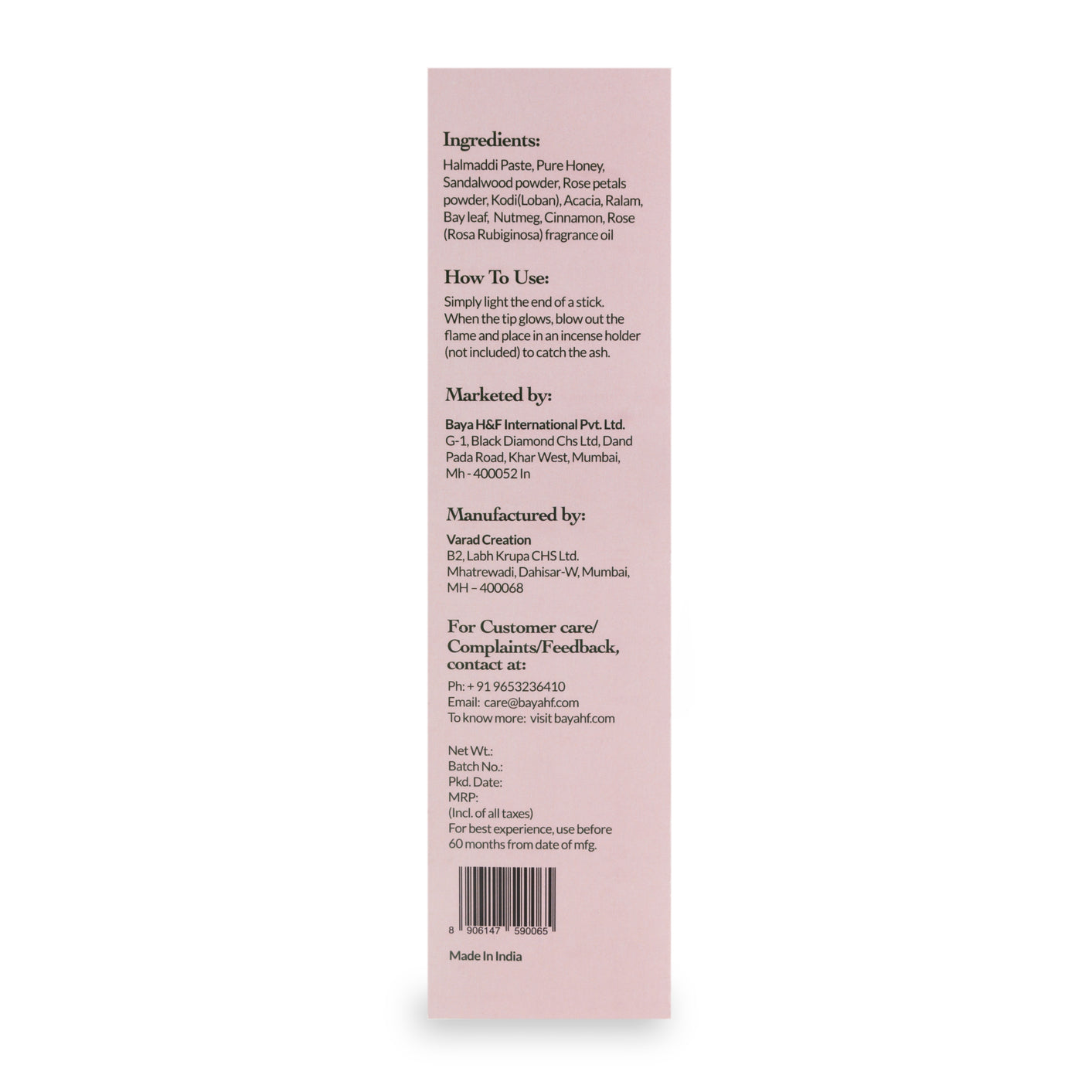 Kashmiri Rose Hand Crafted Natural Incense Sticks