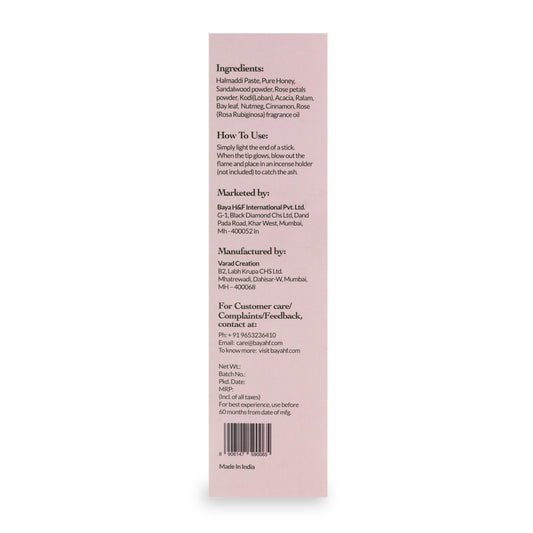 Kashmiri Rose Hand Crafted Natural Incense Sticks